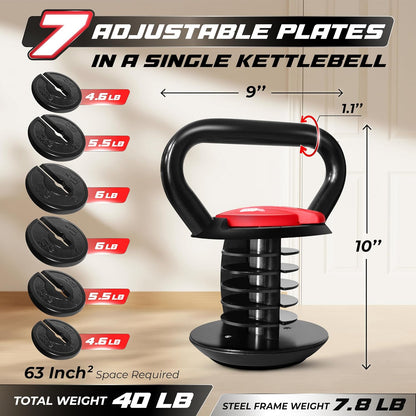 Adjustable Kettlebell Set – 20–40 LB