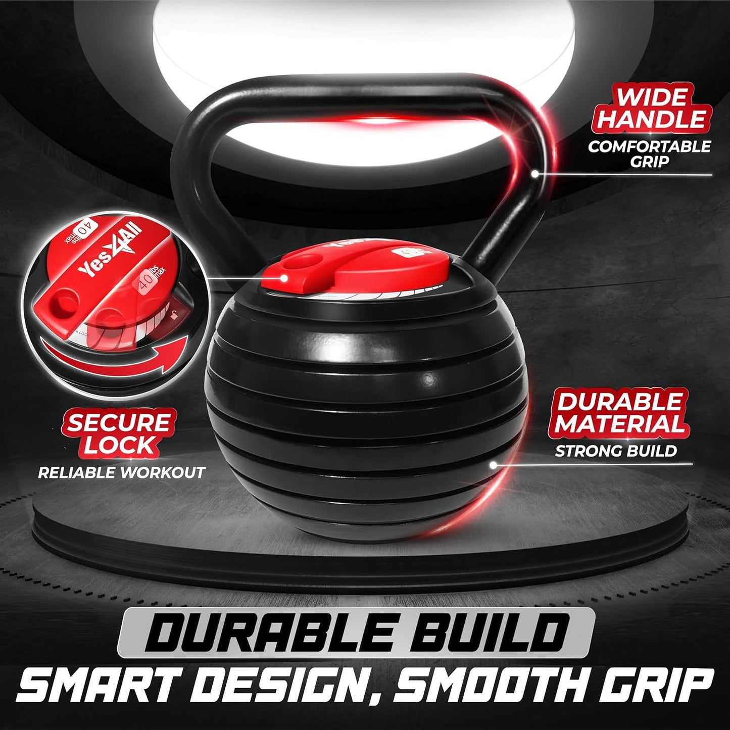 Adjustable Kettlebell Set – 20–40 LB