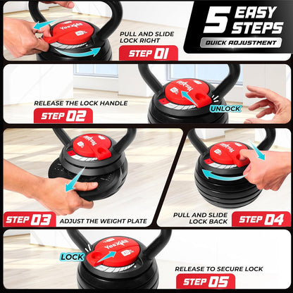 Adjustable Kettlebell Set – 20–40 LB