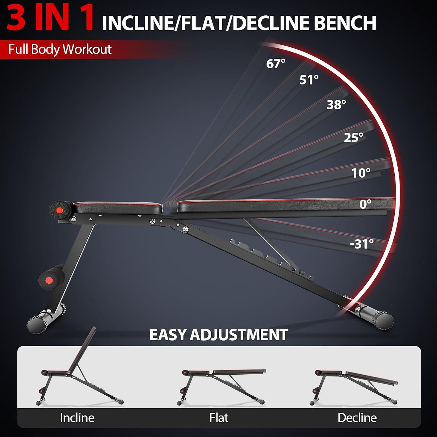 OPPSDECOR Adjustable Weight Bench