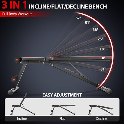 OPPSDECOR Adjustable Weight Bench
