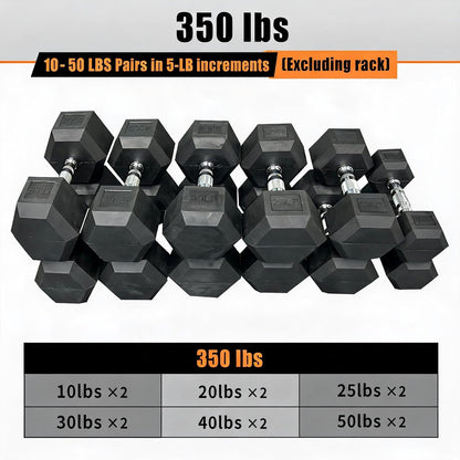 Hex Dumbbell Set with Rack – 350/450/550 LB